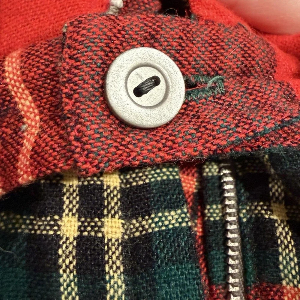 Vintage REVERSIBLE Plaid Wool Skirt Red Green Pleated Schoolgirl *Repair Project